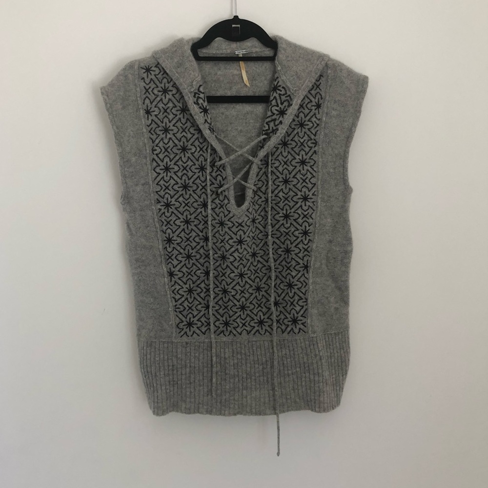 Free People Knit Sleeveless Hoodie Vest